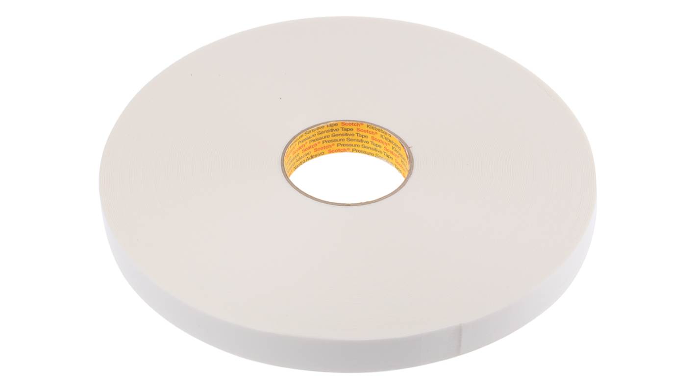 3M SCOTCH 9536, Scotch-Mount White Foam Tape, 25.0mm x 66.0m, 1.10mm Thick