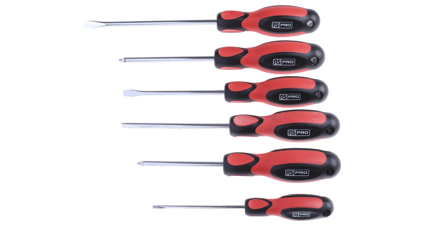 RS PRO Pozidriv; Slotted Screwdriver Set, 6-Piece