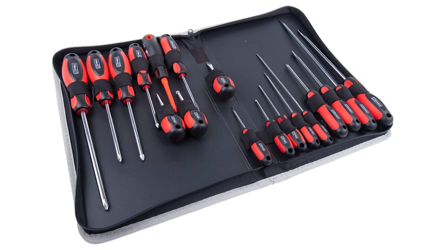 RS PRO Phillips; Pozidriv; Slotted Screwdriver Set, 18-Piece