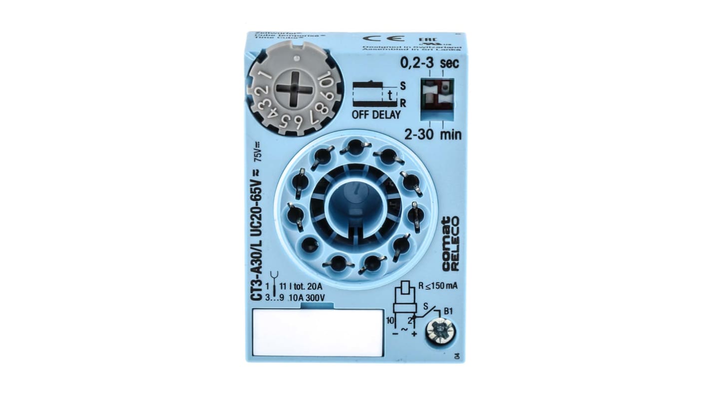 Timer Relay Releco, intervallo 0.2 → 30 min, 0.2 → 30s, A innesto