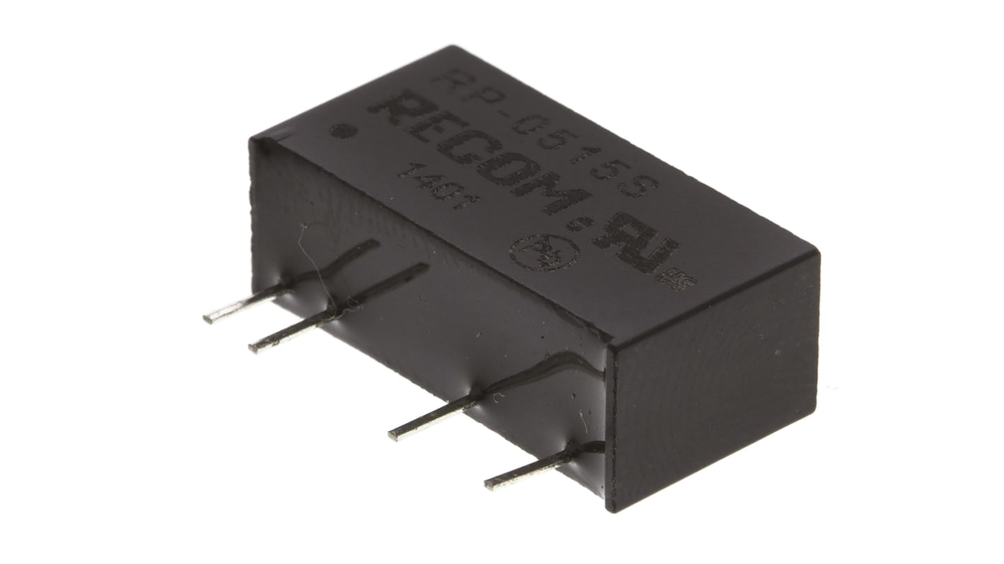 Recom RP DC-DC Converter, 15V dc/ 66mA Output, 4.5 → 5.5 V dc Input, 1W, Through Hole, +85°C Max Temp -40°C Min