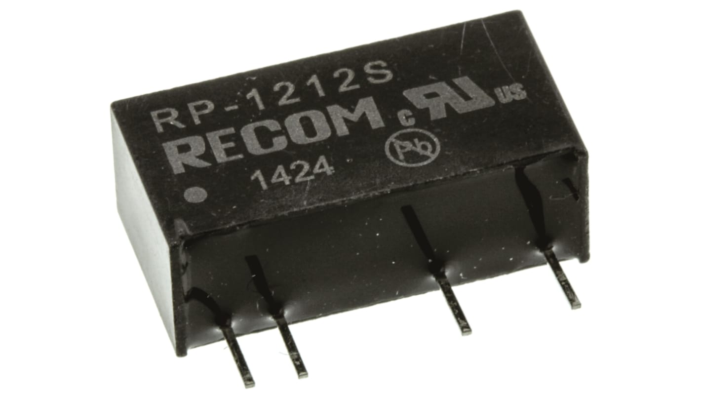 Recom RP DC-DC Converter, 12V dc/ 84mA Output, 10.8 → 13.2 V dc Input, 1W, Through Hole, +85°C Max Temp -40°C