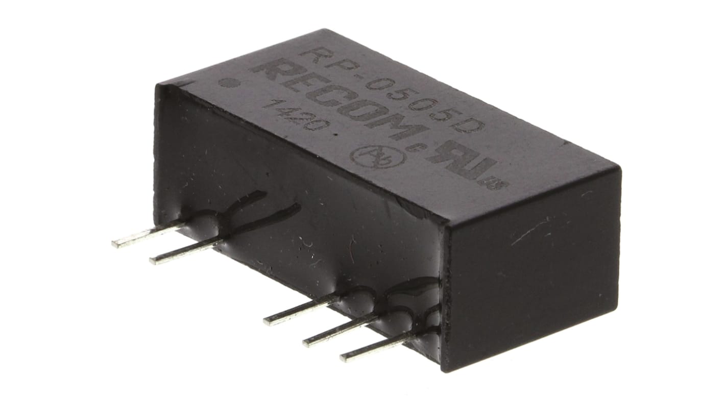 Recom RP Isolated DC-DC Converter, ±5V dc/ ±100mA Output, 4.5 → 5.5 V dc Input, 1W, Through Hole, +85°C Max Temp