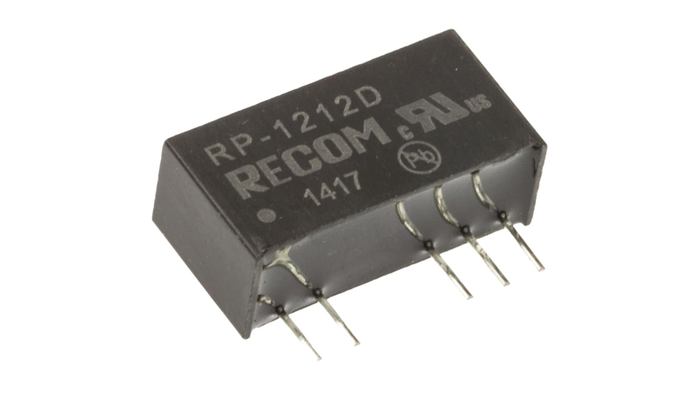 Recom RP DC-DC Converter, ±12V dc/ ±42mA Output, 10.8 → 13.2 V dc Input, 1W, Through Hole, +85°C Max Temp -40°C