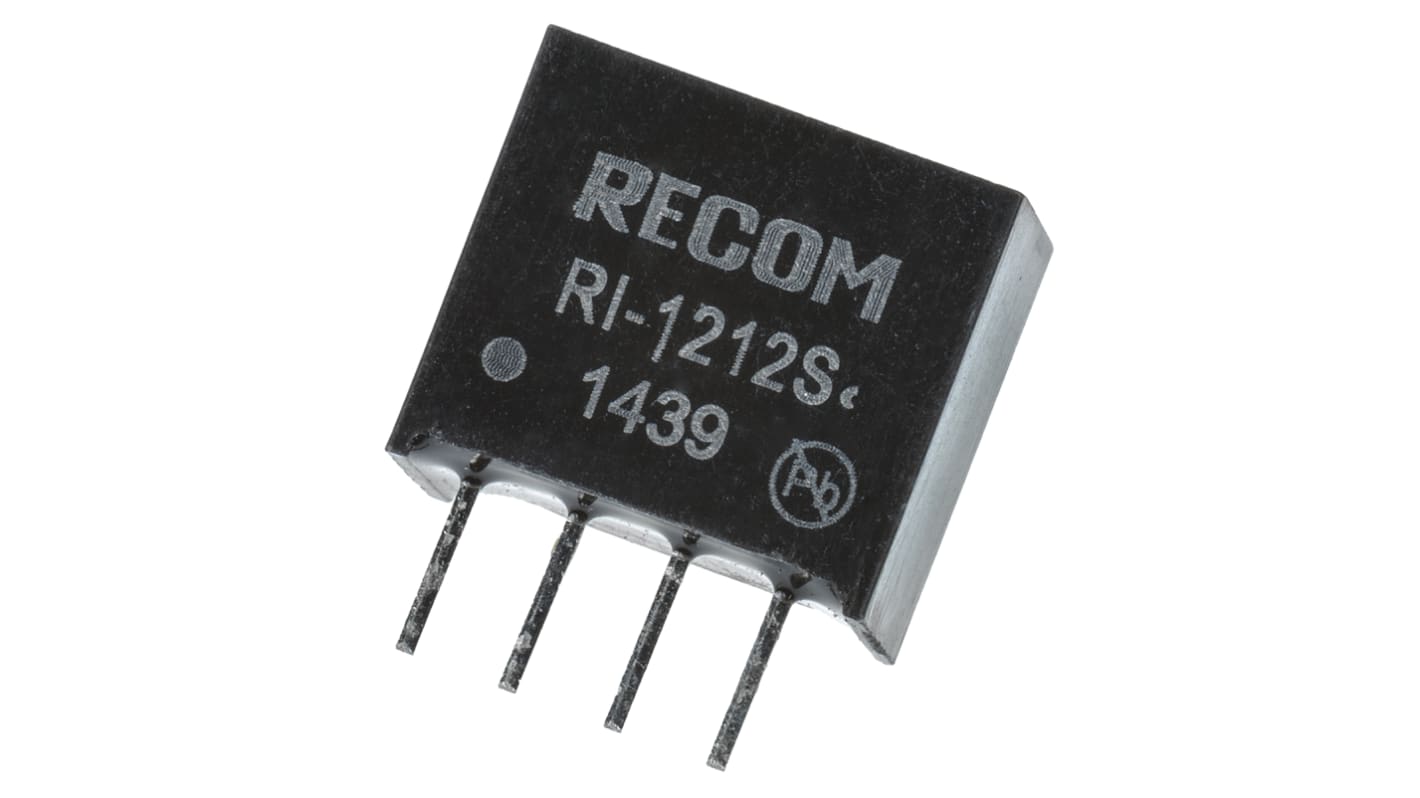 Recom RI DC-DC Converter, 12V dc/ 167mA Output, 10.8 → 13.2 V dc Input, 2W, Through Hole, +85°C Max Temp -40°C