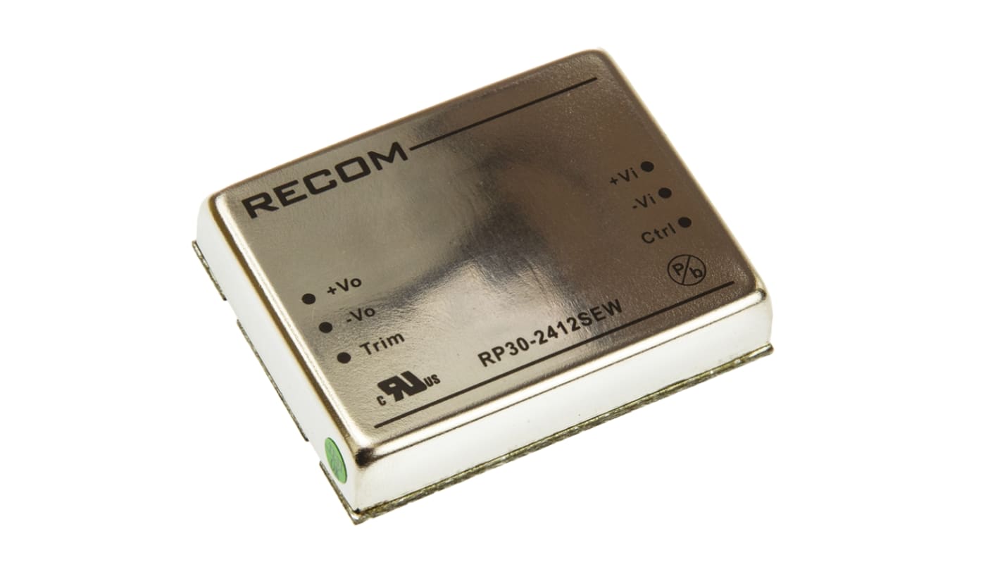 Recom RP30 EW DC-DC Converter, 12V dc/ 2.5A Output, 10 → 40 V dc Input, 30W, Through Hole, +85°C Max Temp -40°C