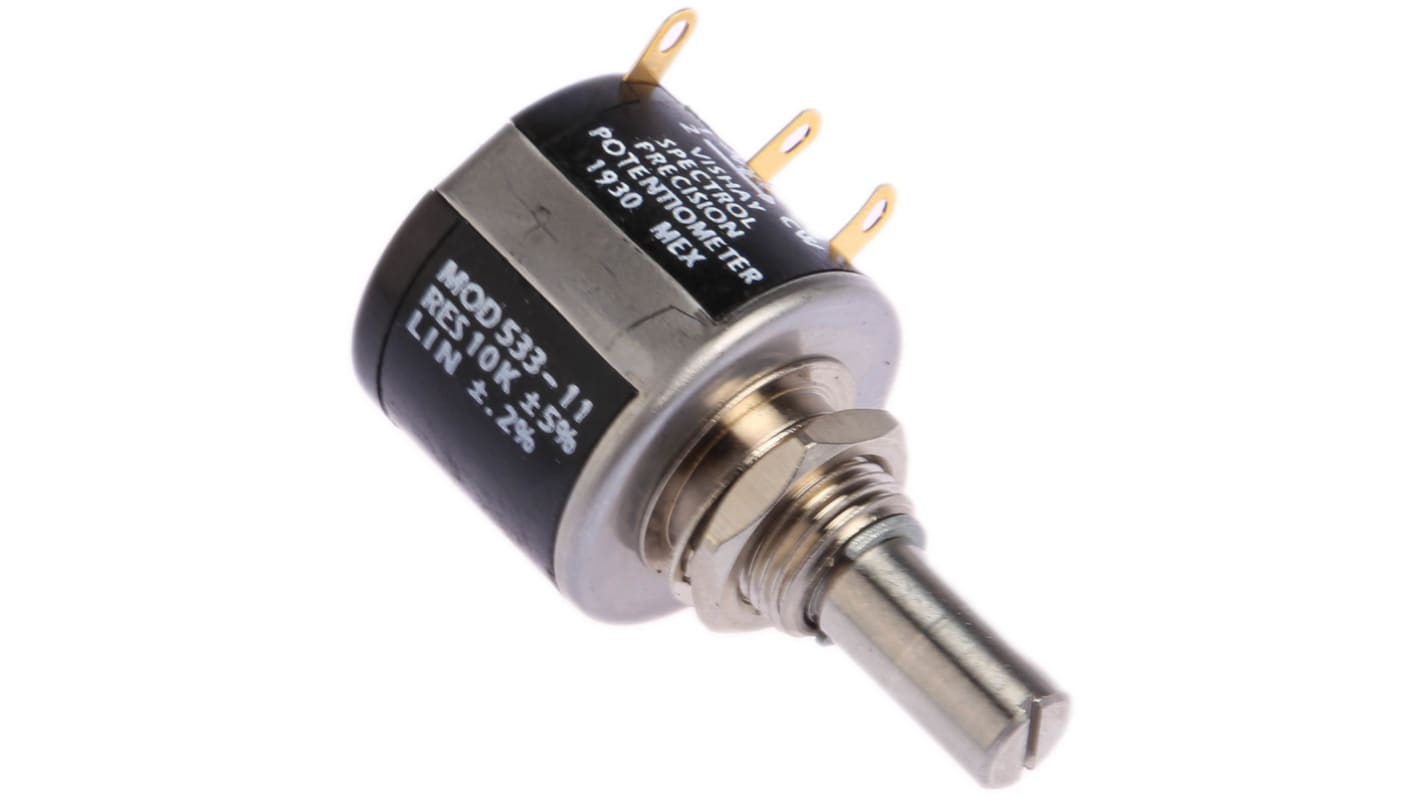 Vishay 533 10kΩ Rotary Potentiometer 3-Turns 1-Gang Panel Mount, 533B1103JL