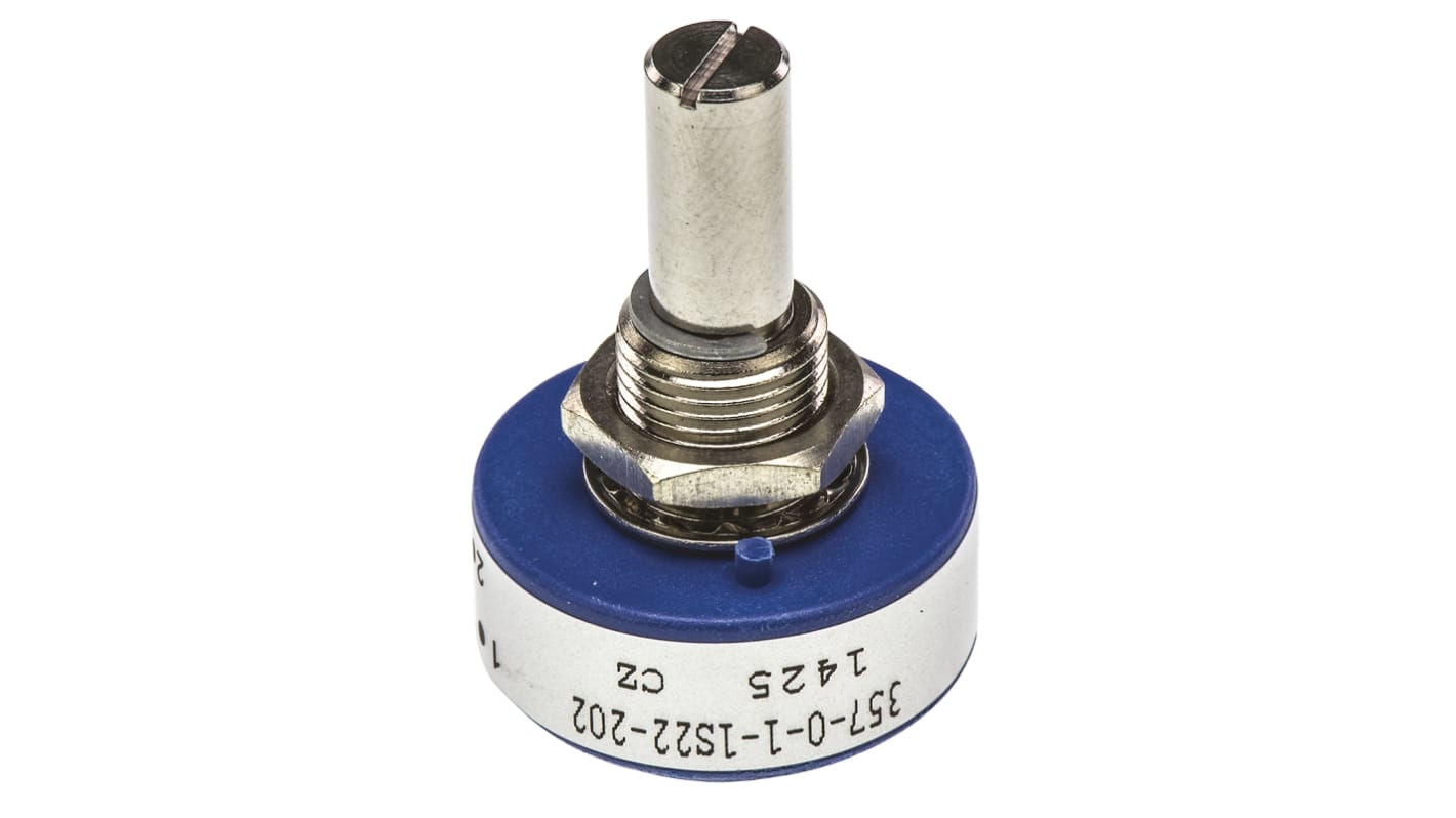 Vishay 2kΩ Rotary Potentiometer Continuous-Turns 1-Gang Panel Mount, 357B0202MAB251S22