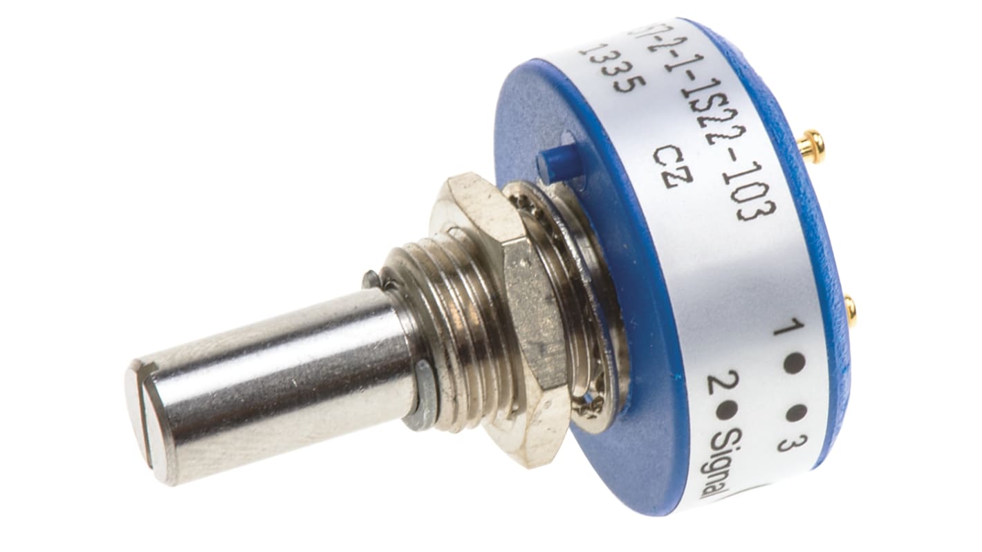 Vishay 357 10kΩ Rotary Potentiometer 1-Gang Panel Mount, 357B2103MAB251S22