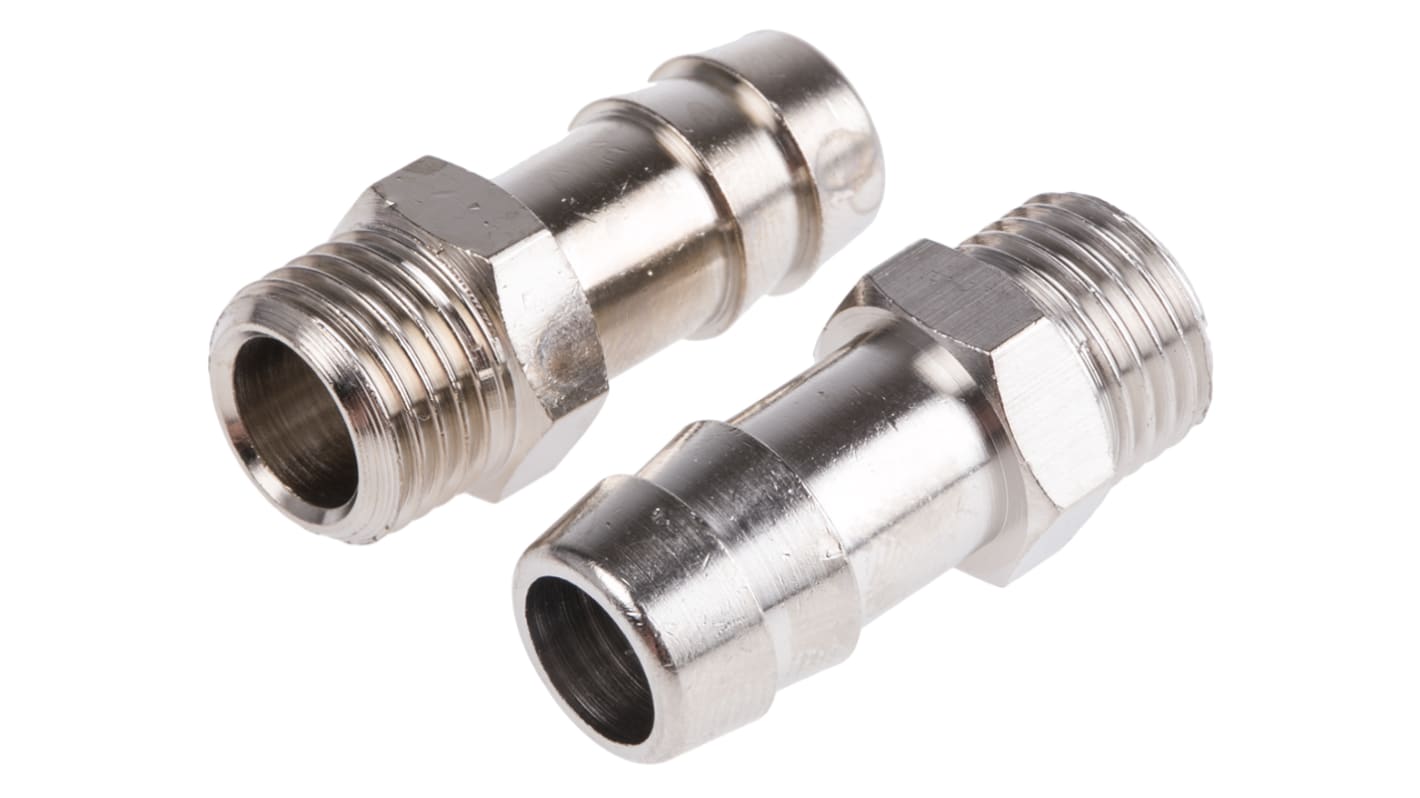 Legris LF3000 G1/4 Stecker x 12-mm-Steckanschluss Gerader Gewindeadapter, Gewinde-zu-Rohr, Messing vernickelt, G1/4