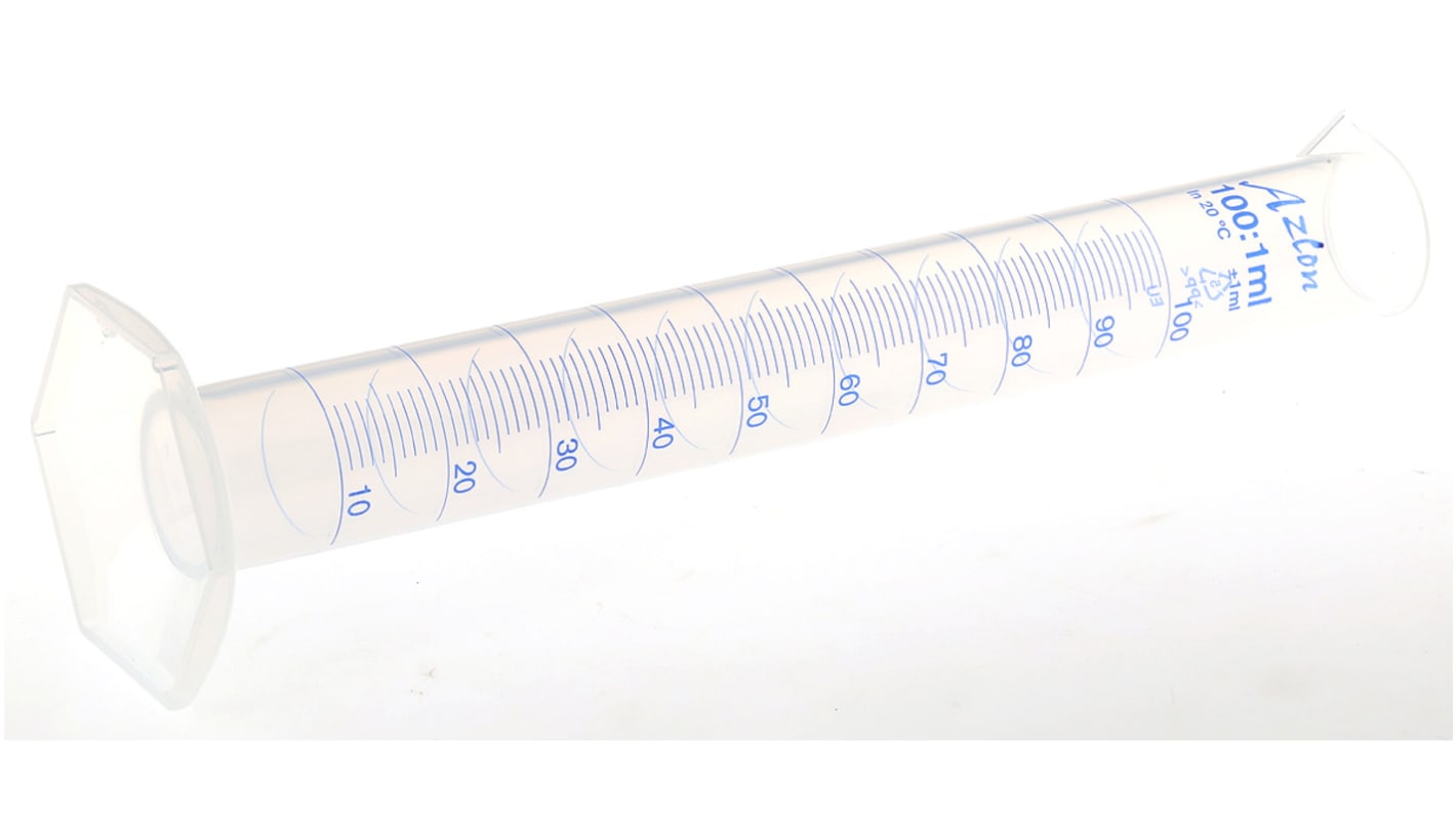 RS PRO PP塑料刻度量筒, 100ml容量, 250mm长