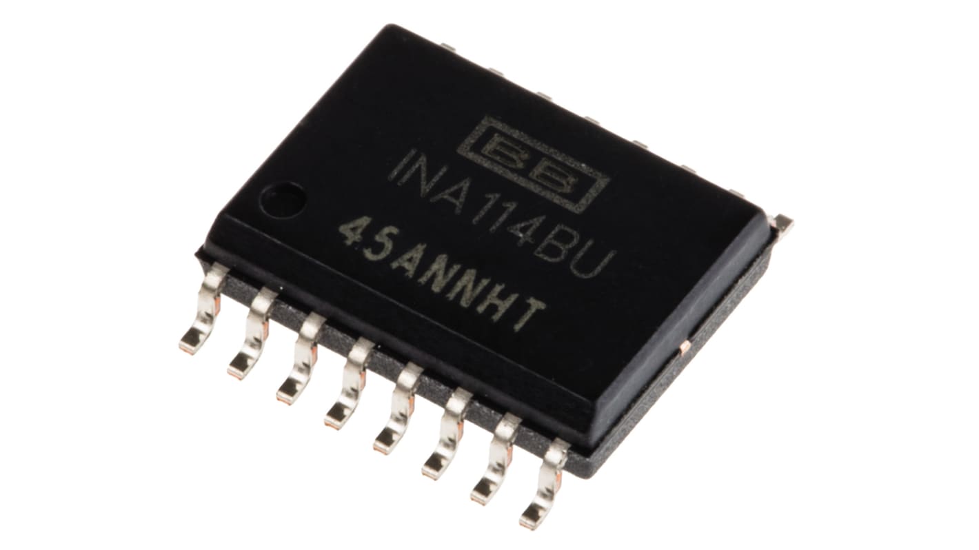INA114BU Texas Instruments, Instrumentation Amplifier, 50μV Offset 1MHz, 16-Pin SOIC