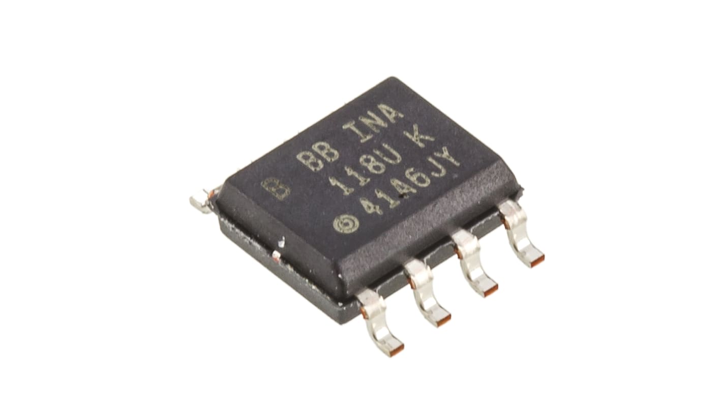 Texas Instruments 仪表放大器, 双路, 贴片安装, 8引脚, 50μV偏置, SOIC封装