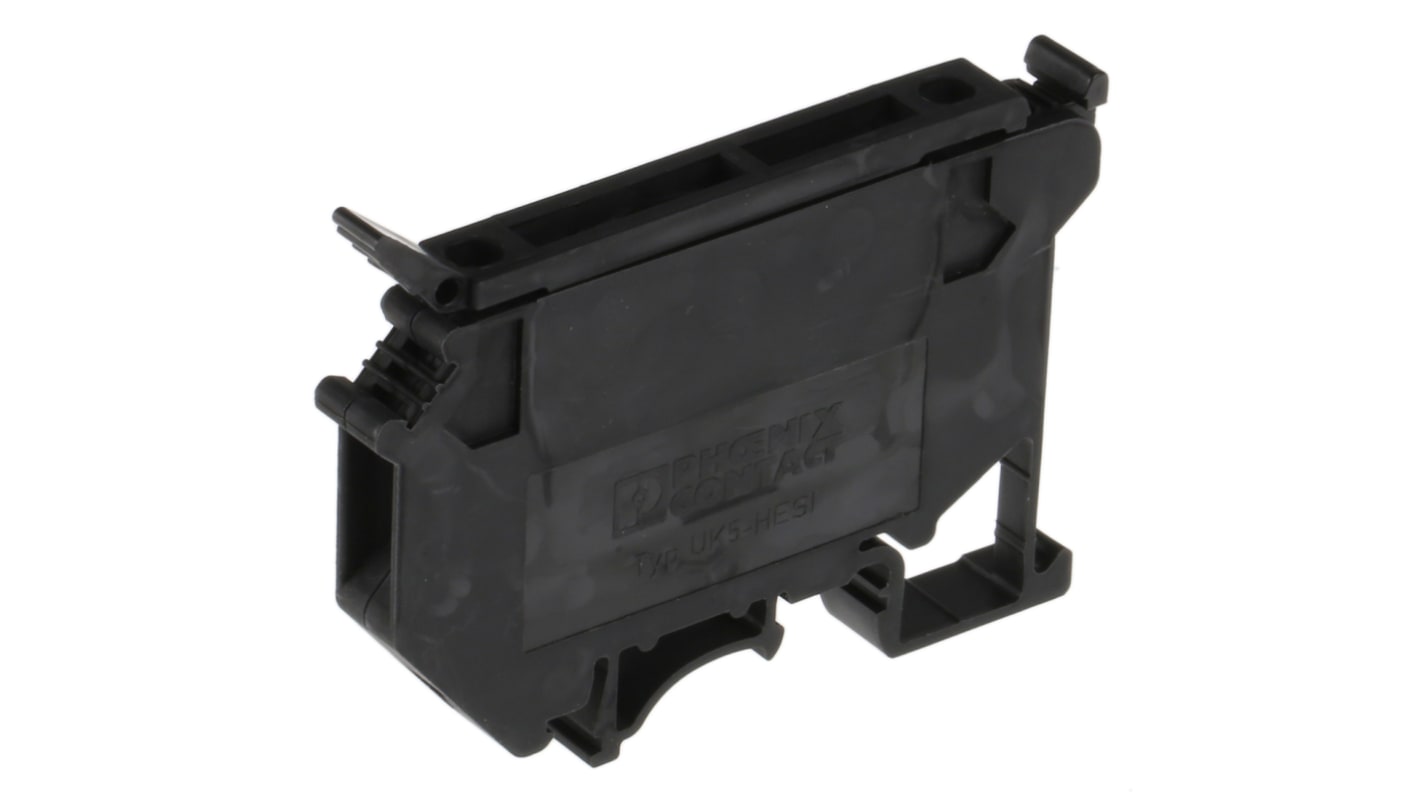 Phoenix Contact UK 5-HESI Series Black Fused DIN Rail Terminal, 1mm², Single-Level, Screw Termination, Fused, ATEX