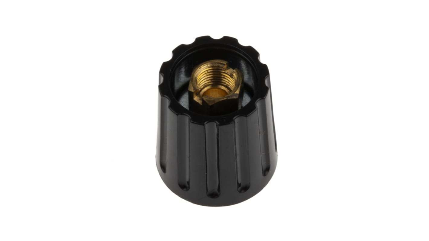 RS PRO 14.7mm Black Potentiometer Knob for 6mm Shaft