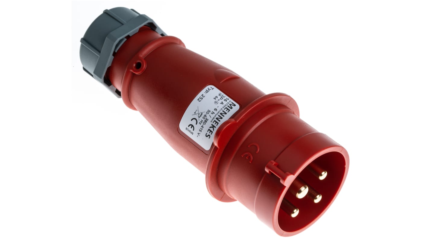 MENNEKES AM-TOP Leistungssteckverbinder Stecker Rot 4P, 400 V / 16A, Kabelmontage IP44