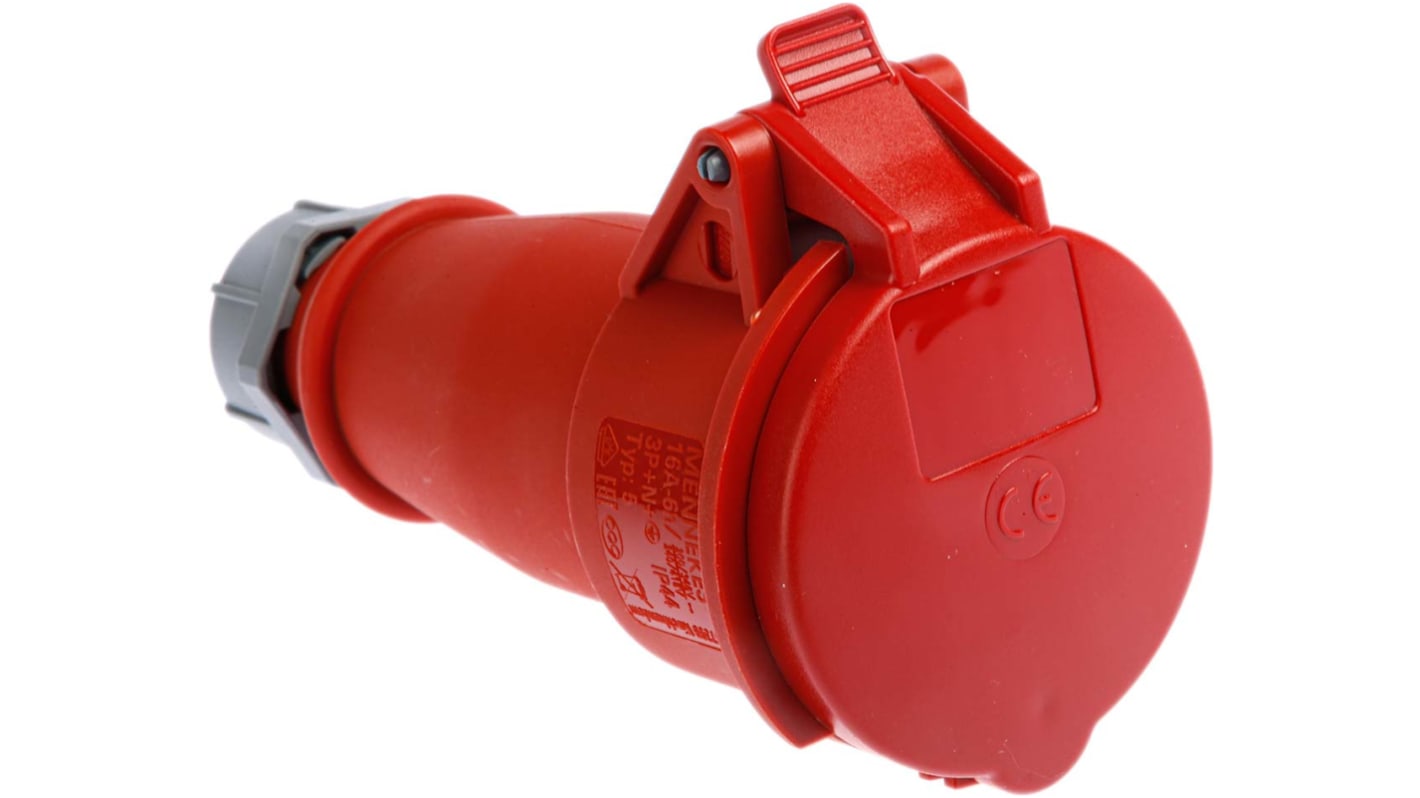 MENNEKES, AM-TOP IP44 Red Cable Mount 3P + N + E Industrial Power Socket, Rated At 16A, 400 V