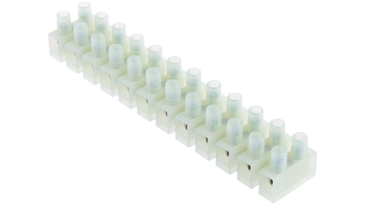 RS PRO Non-Fused Terminal Block, 12-Way, 24A, 2.5 mm² Wire, Screw Down Termination