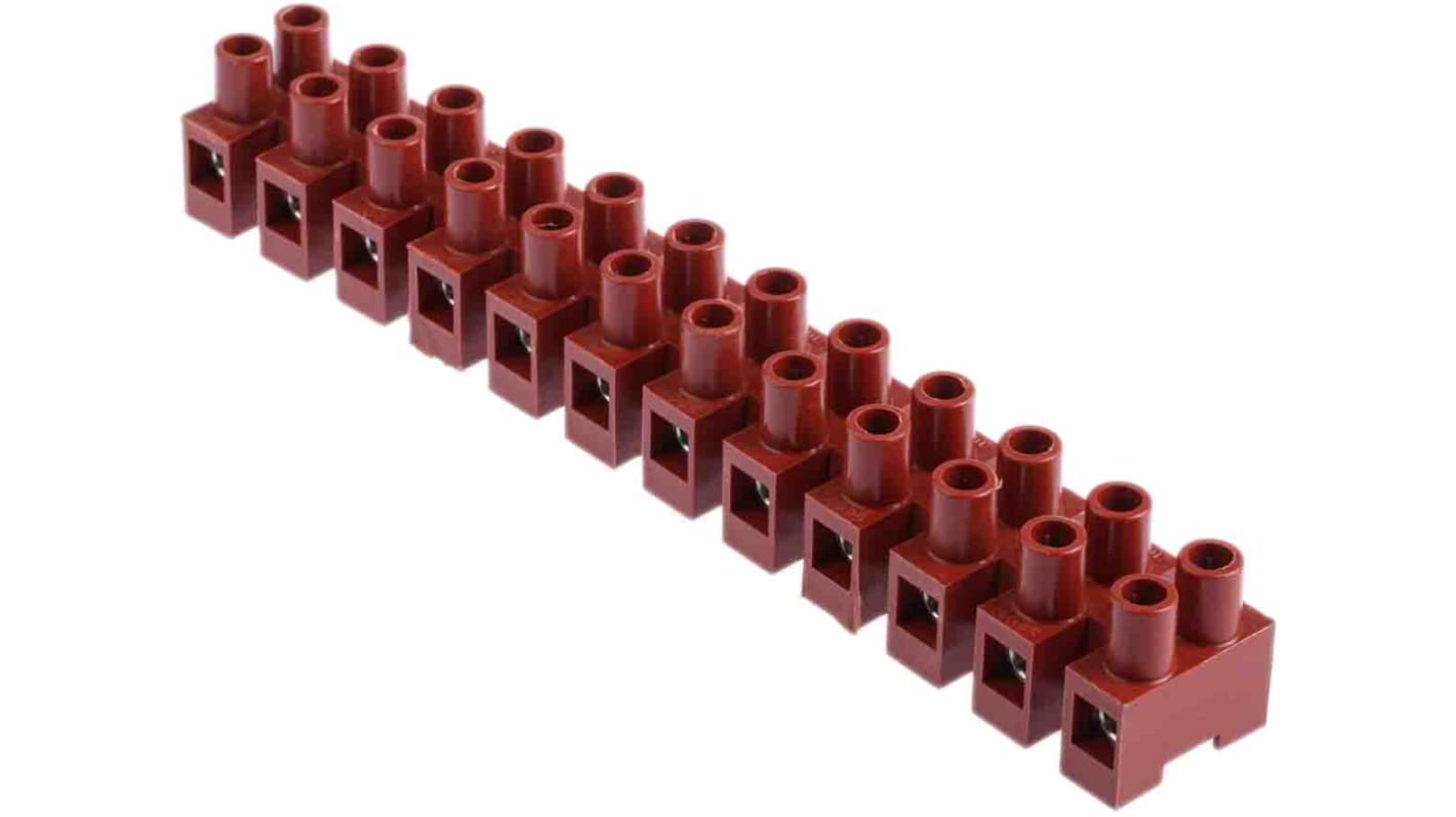 RS PRO Non-Fused Terminal Block, 12-Way, 57A, 10 mm² Wire, Screw Down Termination