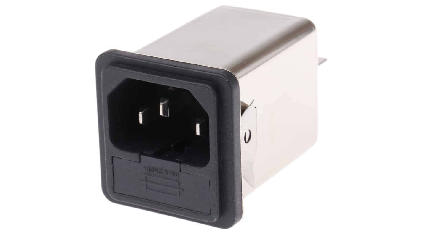 Schaffner IEC規格 IEC / EN 60939 IECフィルタ, 6A 250 V ac スナップイン