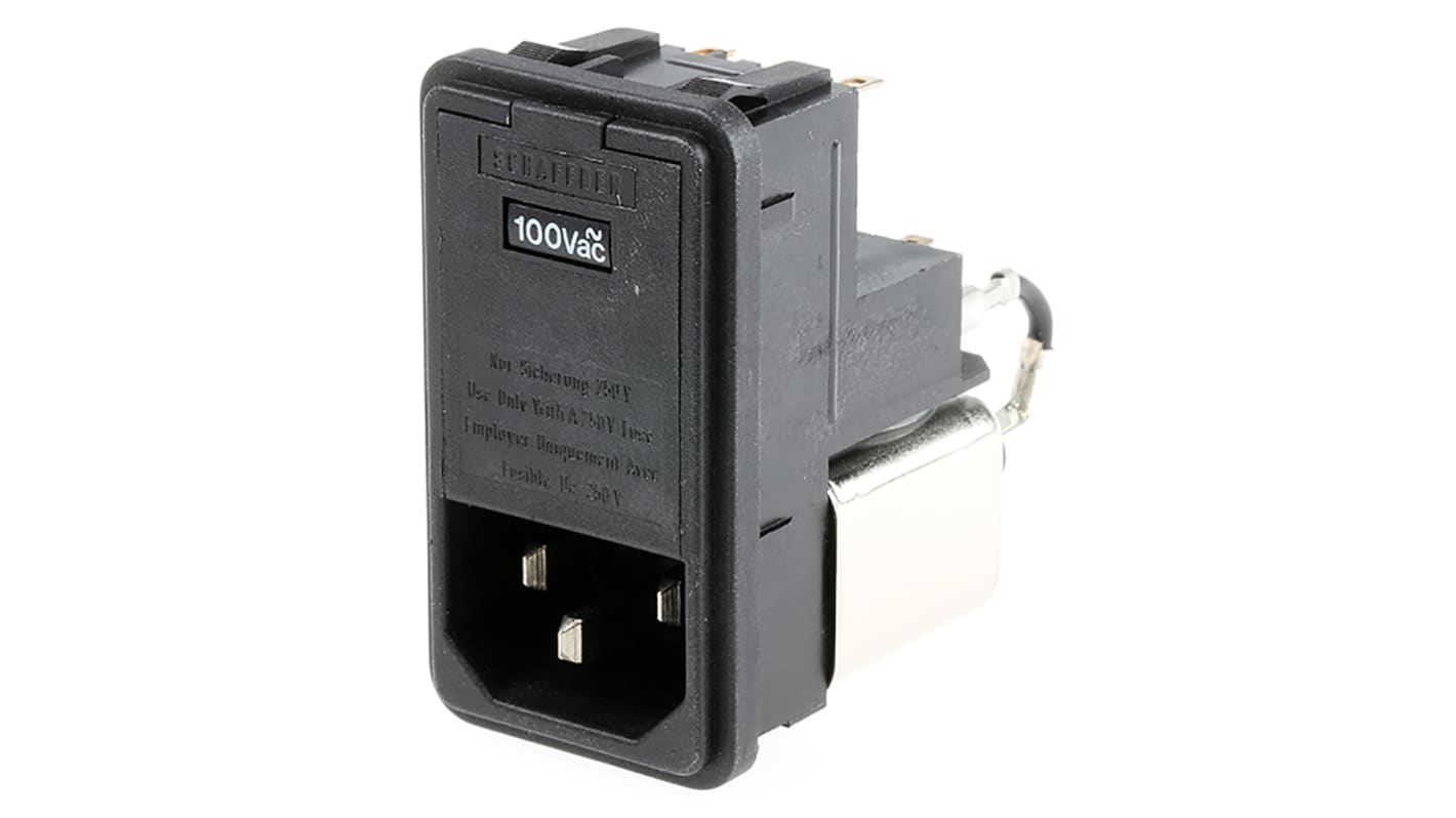 Male IEC/EN 60939 IEC Filter Snap-In 5 x 20mm,Solder,Rated At 6A,250 V ac Operating Frequency 0 → 400Hz