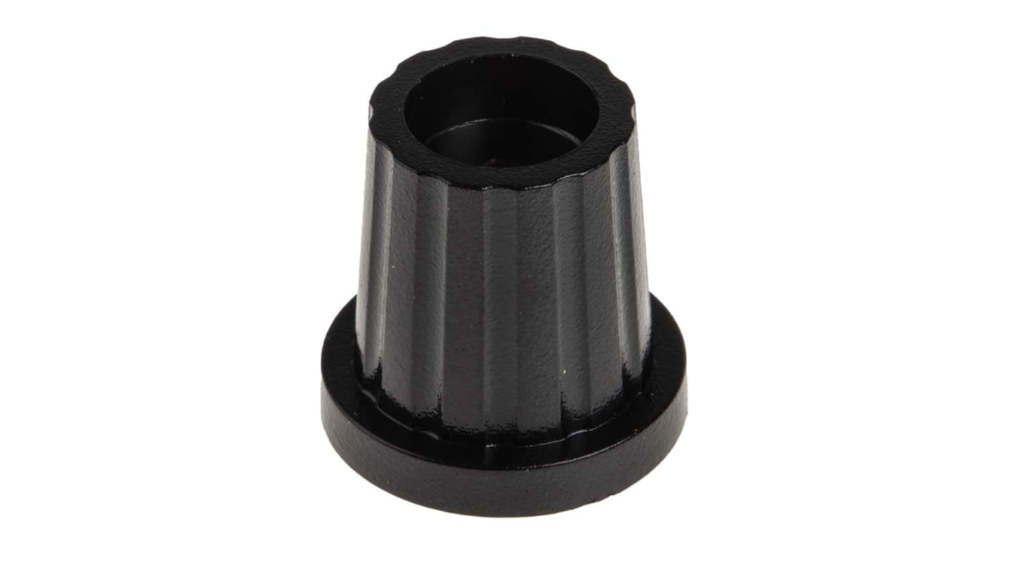 RS PRO 19.4mm Black Potentiometer Knob for 6.35mm Shaft Round Shaft