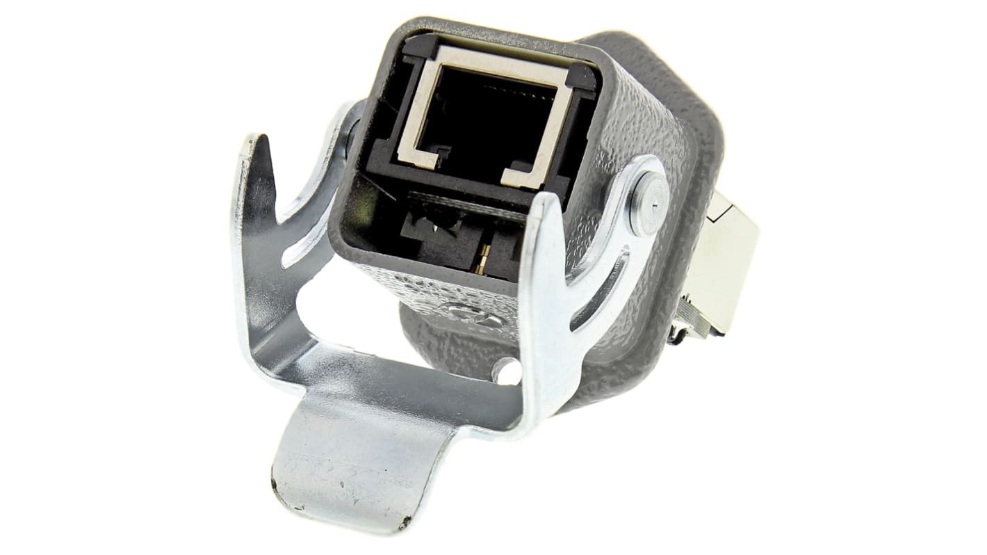 HARTING Han 3A RJ45 Series Female to Female RJ45 Connector, Through Hole, Cat5 Right Angle 2 Port 8 -Way