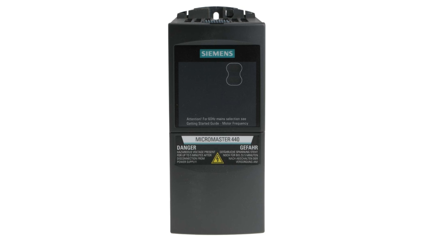 Siemens Inverter Drive, 0.55 kW, 1 Phase, 230 V ac, 6.2 A, MICROMASTER 440 Series