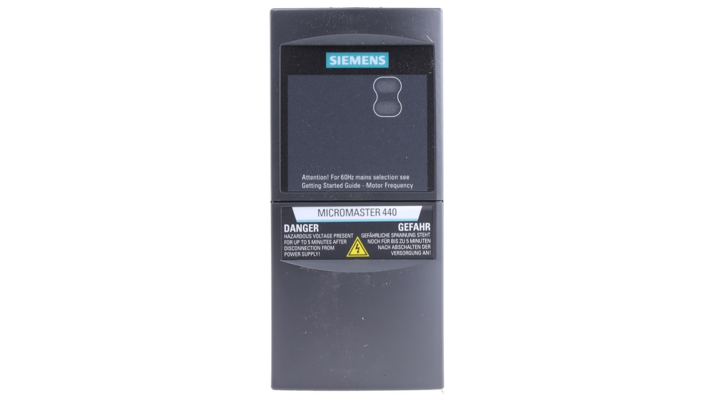 Siemens Inverter Drive, 1.1 kW, 3 Phase, 400 V ac, 4.9 A, MICROMASTER 440 Series