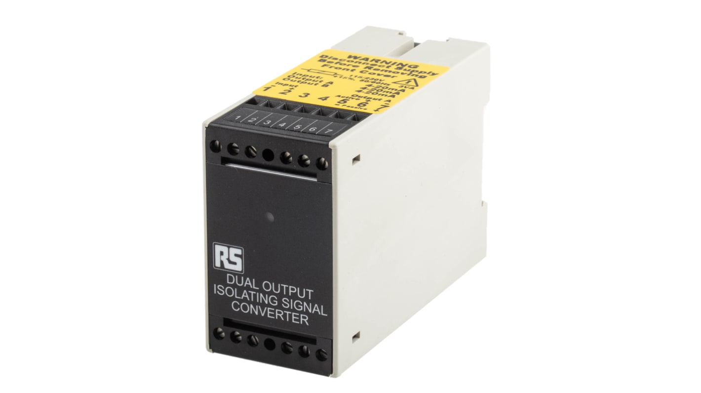 Acondicionador de señal RS PRO, alim. 115V ac, in. 4 → 20mA, out. 2 x 4-20mA, para carril DIN