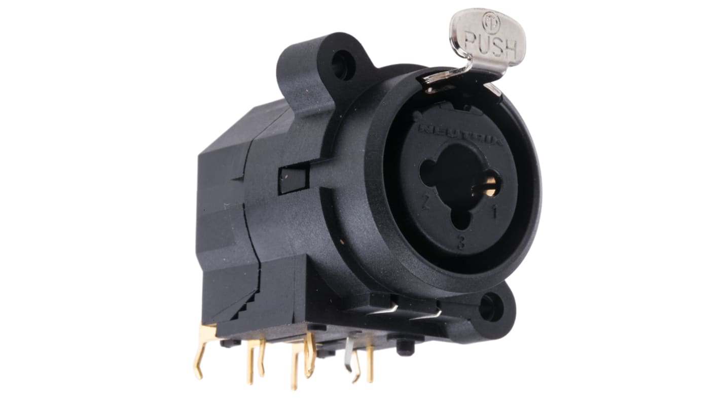 Neutrik 9芯卡侬头母座, PCB安装, 50 V, 7.5A, 直角