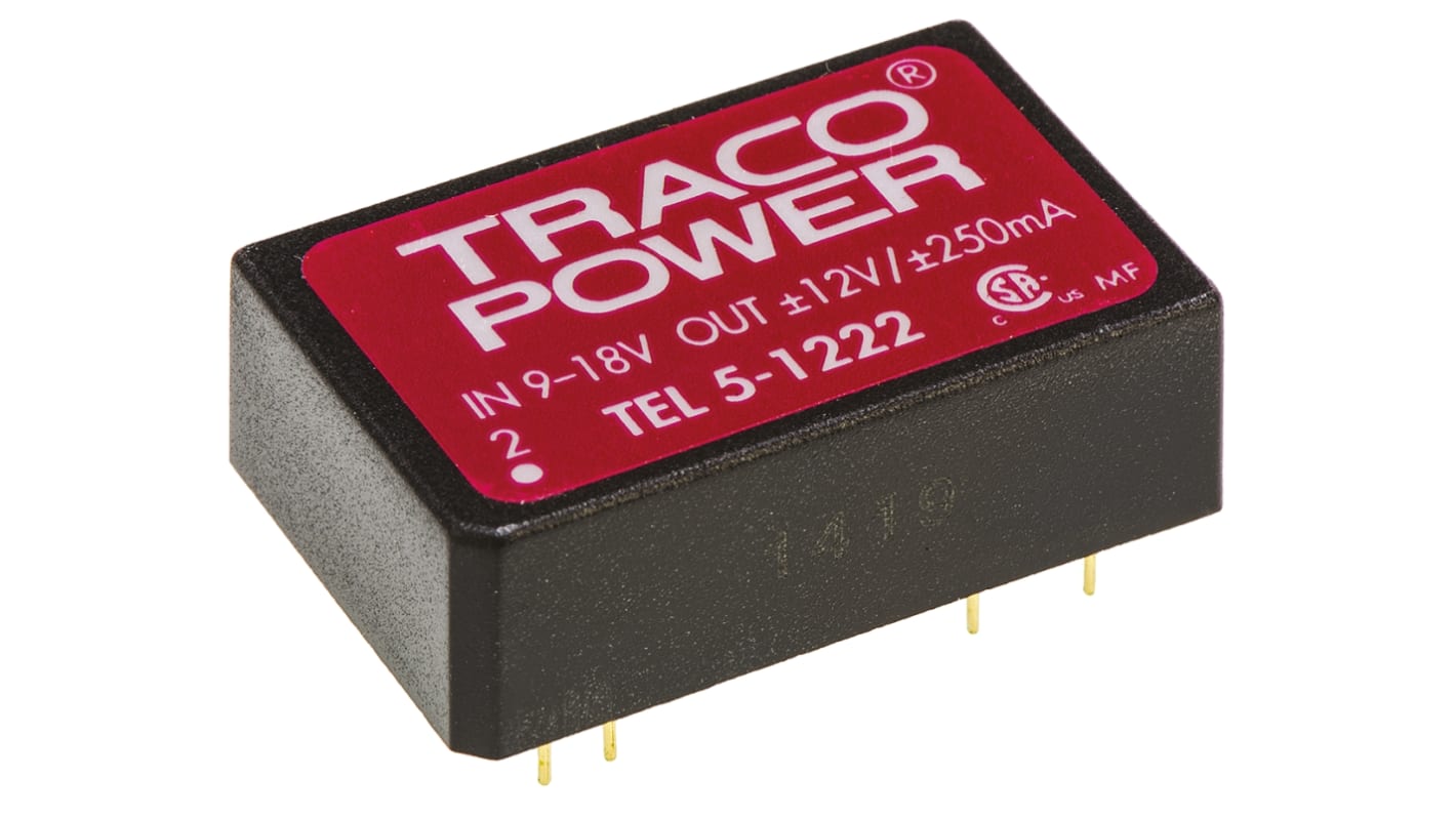 Convertisseur DC-DC TRACOPOWER, TEL 5, Montage traversant, 5W, 2 sorties, ±12V c.c., ±250mA