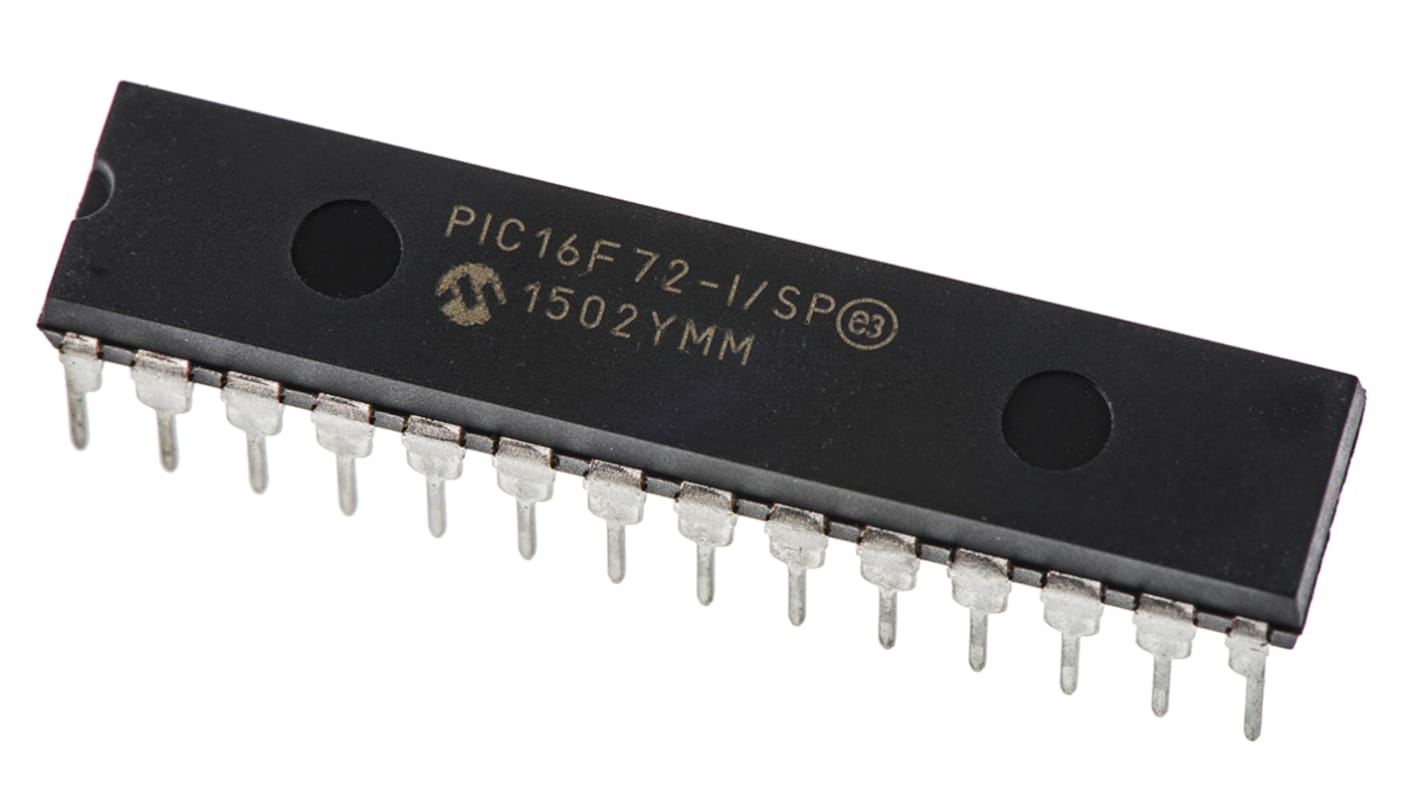 Microcontrolador Microchip PIC16F72-I/SP, núcleo PIC de 8bit, RAM 128 B, 20MHZ, SPDIP de 28 pines
