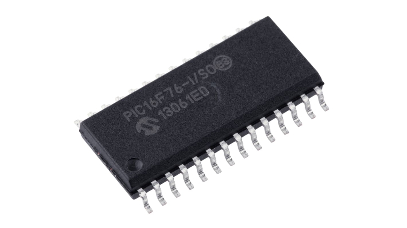 Microcontrolador Microchip PIC16F76-I/SO, núcleo PIC de 8bit, RAM 368 B, 20MHZ, SOIC de 28 pines
