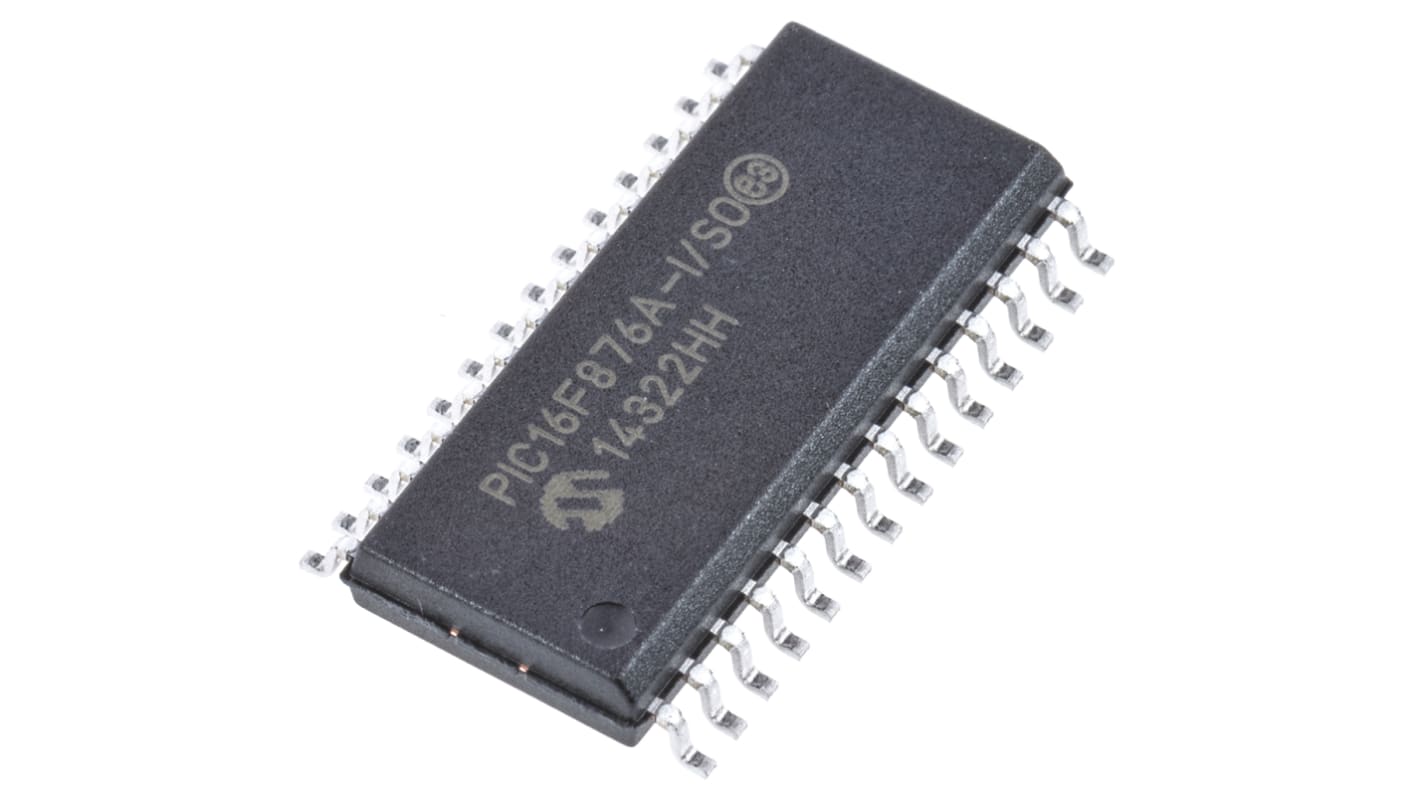 Microcontrolador Microchip PIC16F876A-I/SO, núcleo PIC de 8bit, RAM 368 B, 20MHZ, SOIC de 28 pines