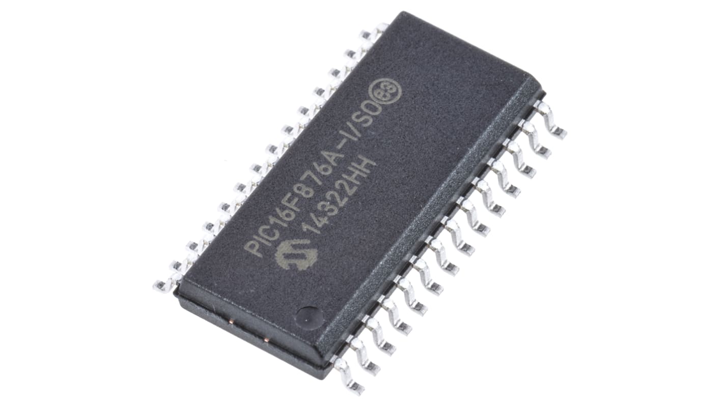 Microchip PIC16F876A-I/SO, 8bit PIC Microcontroller, PIC16F, 20MHz, 14.3 kB, 256 B Flash, 28-Pin SOIC