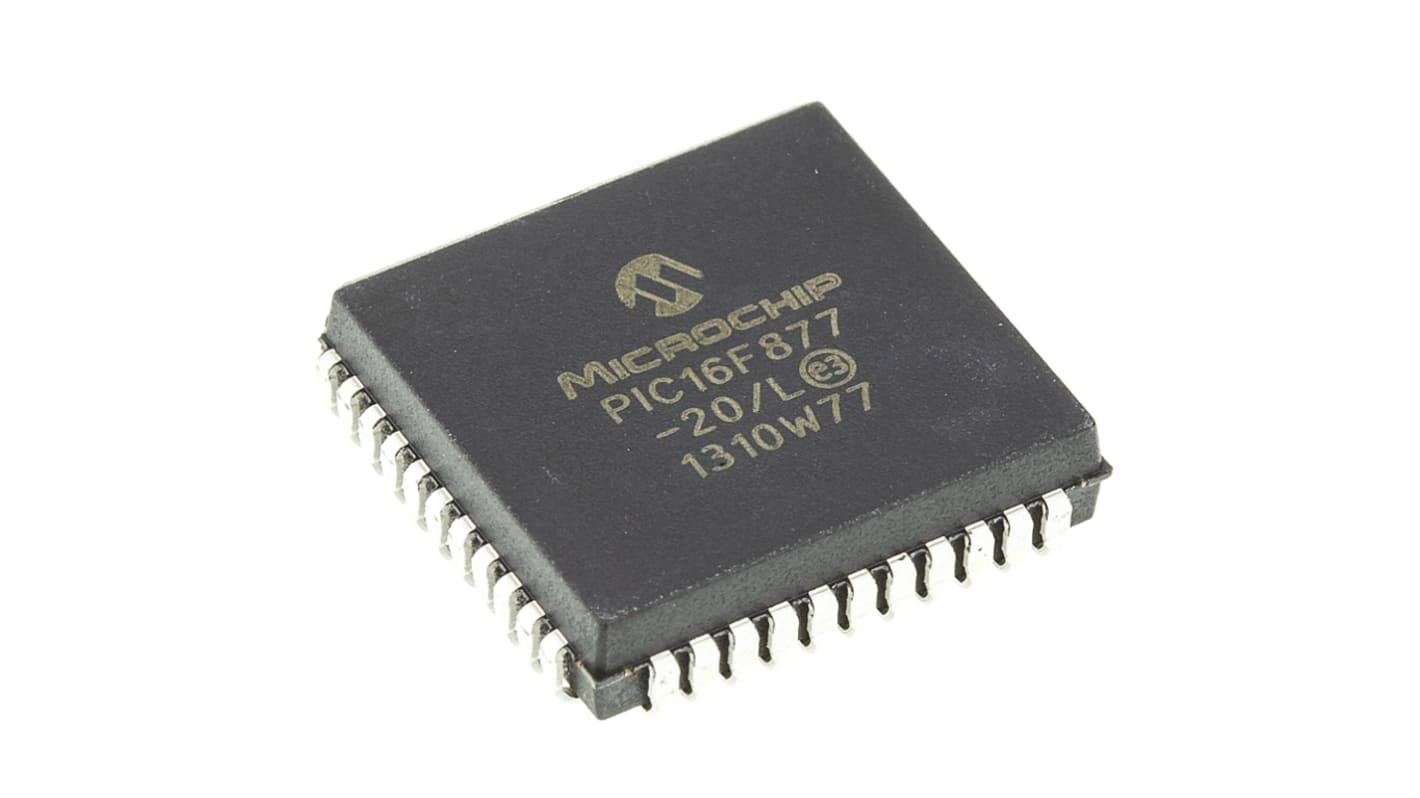Microchip PIC16F单片机, PIC内核, 44针, PLCC, 最大20MHz, 256 x 8 字，8K x 14 字 闪存, 368 B RAM