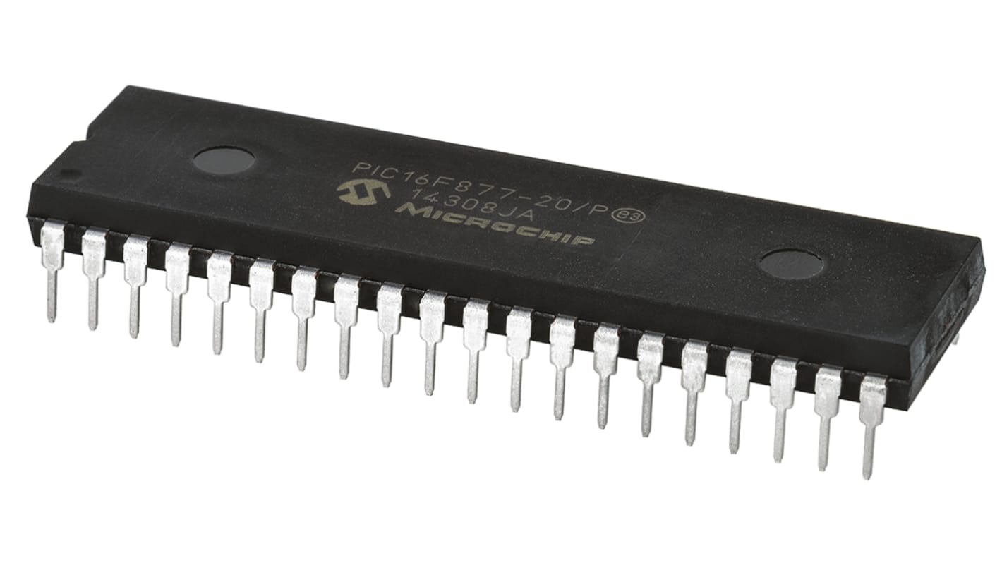 Microcontrolador Microchip PIC16F877-20/P, núcleo PIC de 8bit, RAM 368 B, 20MHZ, PDIP de 40 pines