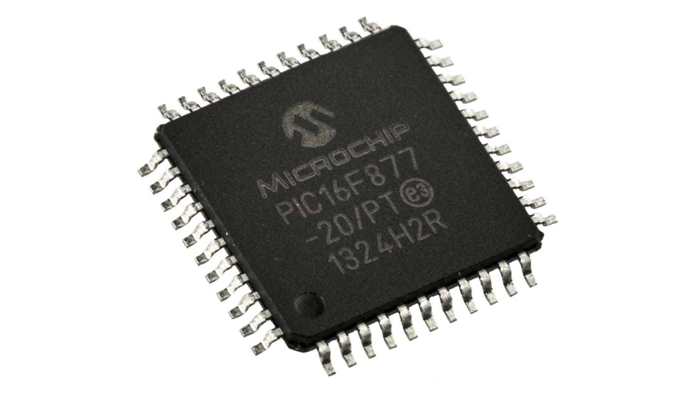Microchip PIC16F单片机, PIC内核, 44针, TQFP, 最大20MHz, 256 x 8 字，8K x 14 字 闪存, 368 B RAM