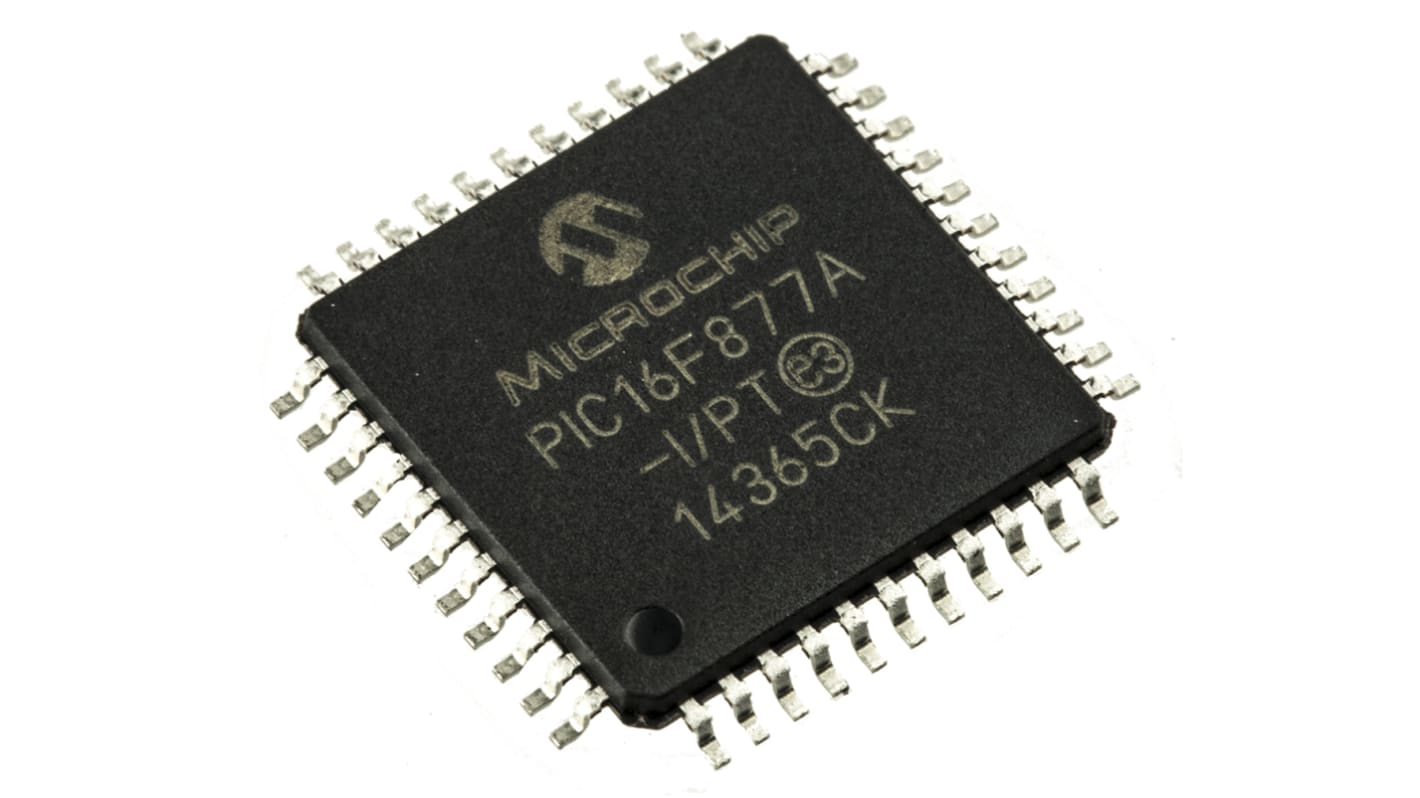 Microchip PIC16F877A-I/PT, 8bit PIC Microcontroller, PIC16F, 20MHz, 14.3 kB, 256 B Flash, 44-Pin TQFP