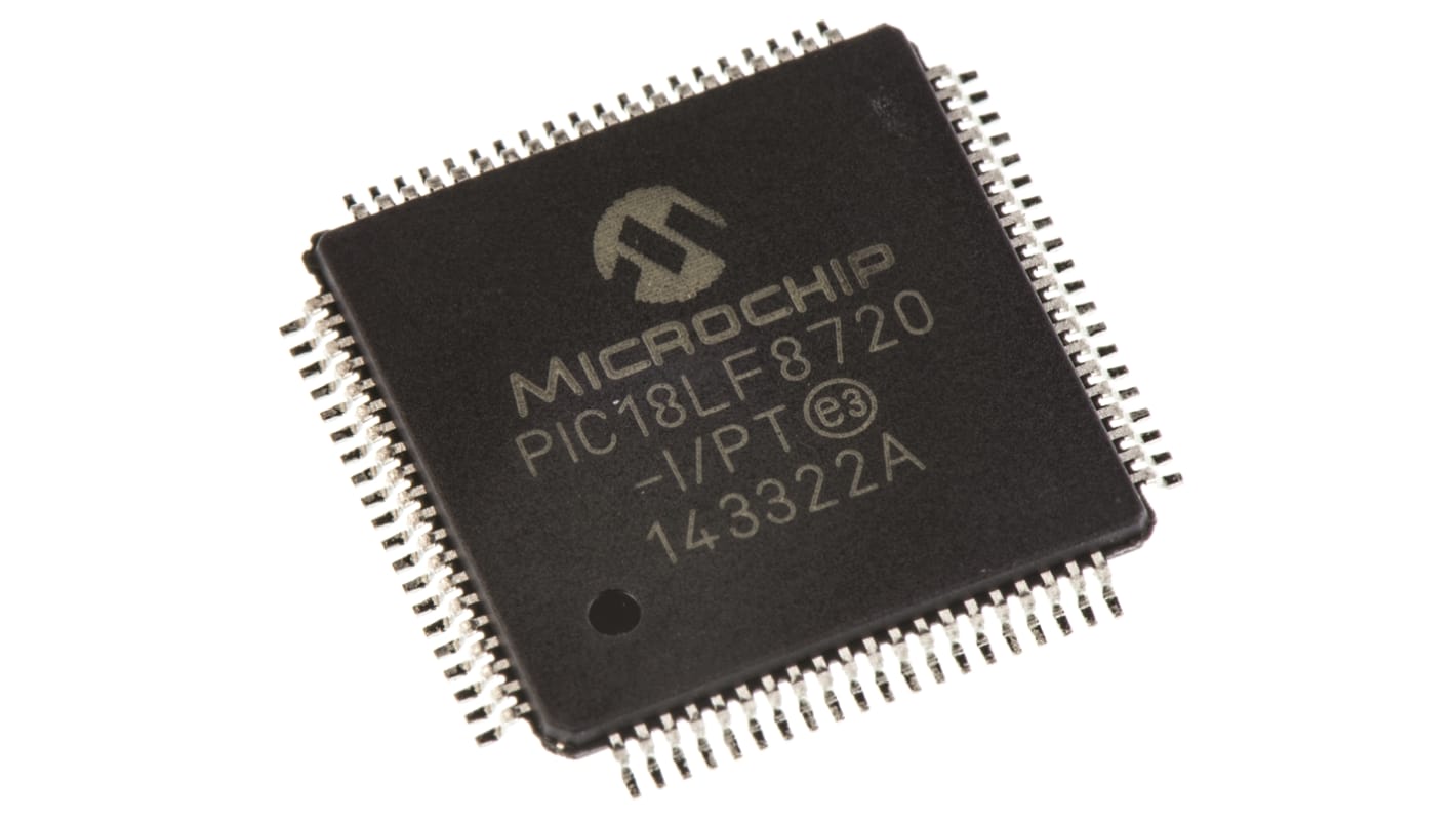 Microcontrollore Microchip, PIC, TQFP, PIC18LF, 80 Pin, Montaggio superficiale, 8bit, 25MHz