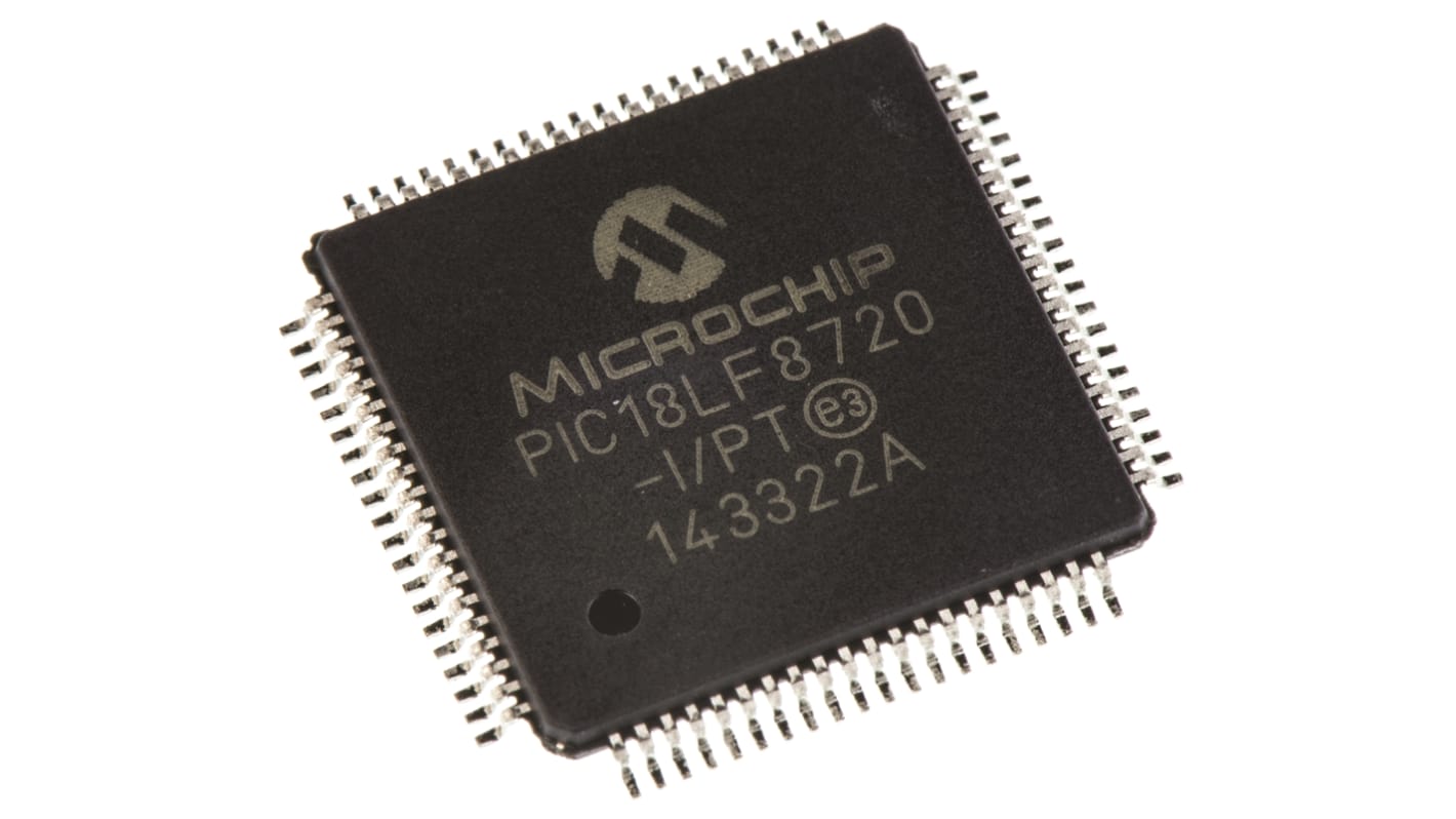 Mikrokontroler Microchip PIC18LF TQFP 80-pinowy Montaż powierzchniowy PIC 1,024 kB, 128 kB 8bit CAN: 25MHz RAM:3,84 kB