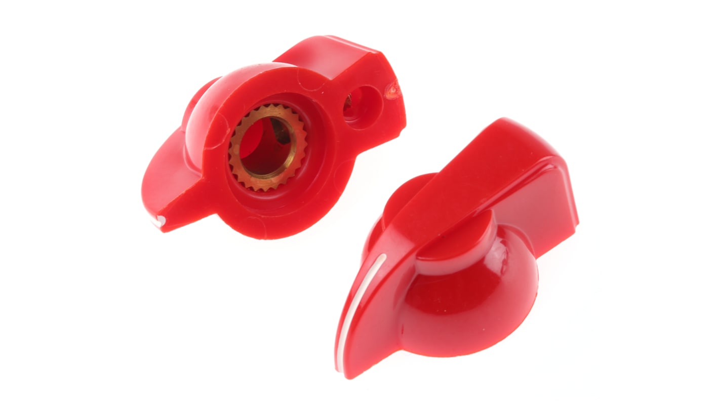 RS PRO 电位器旋钮, 6.35mm轴, Φ32mmx13.7mm高旋钮, 红色
