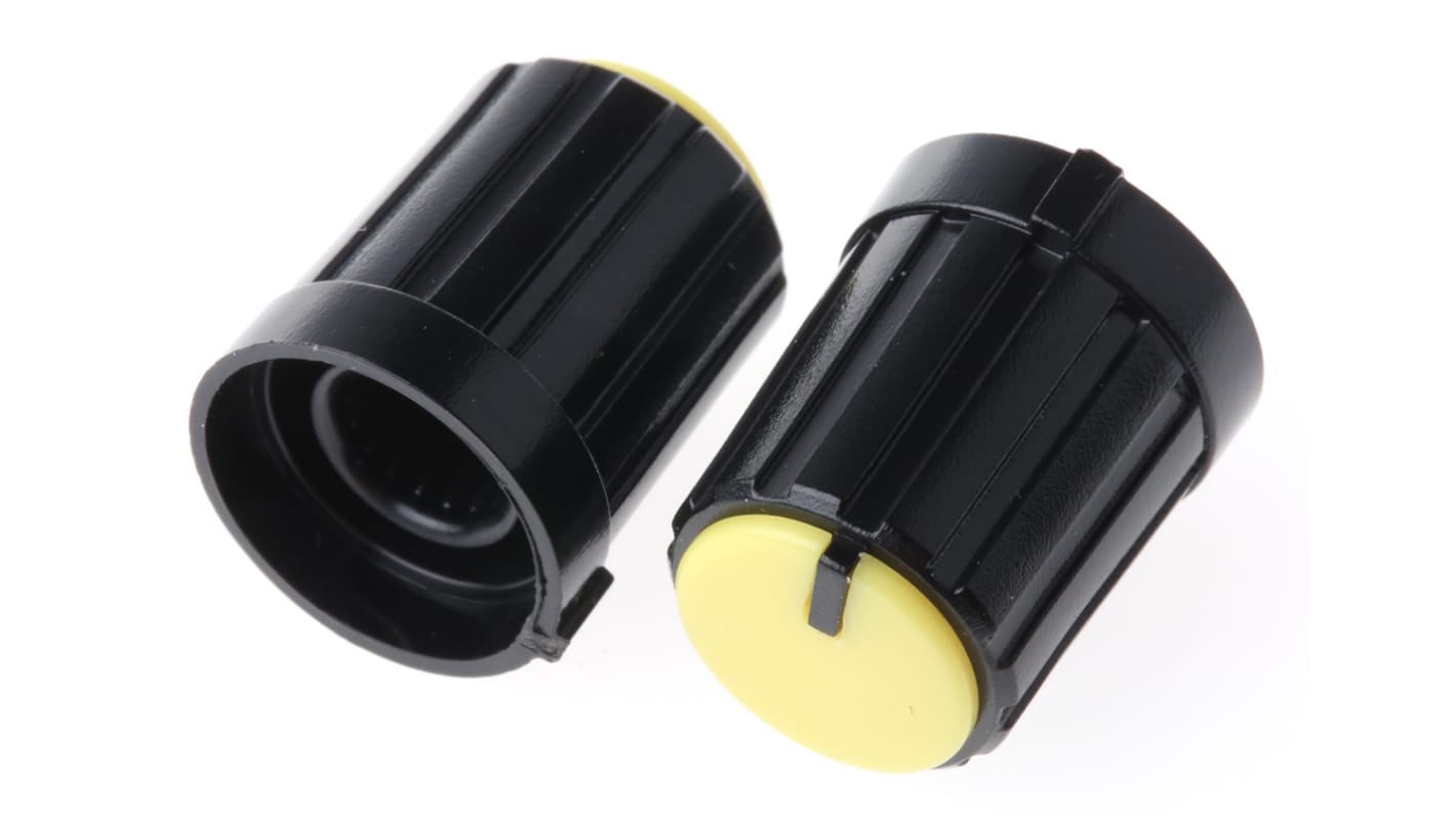 RS PRO プラスチック ポテンショメータ ノブ, 6mm, 丸型軸 直径:13.3mm, Push-On