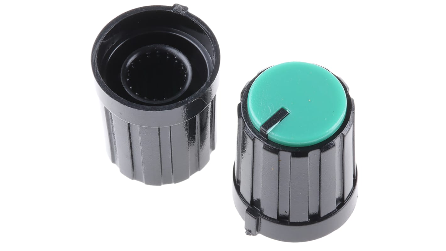 RS PRO プラスチック ポテンショメータ ノブ, 6mm, 丸型軸 直径:13.3mm, Push-On