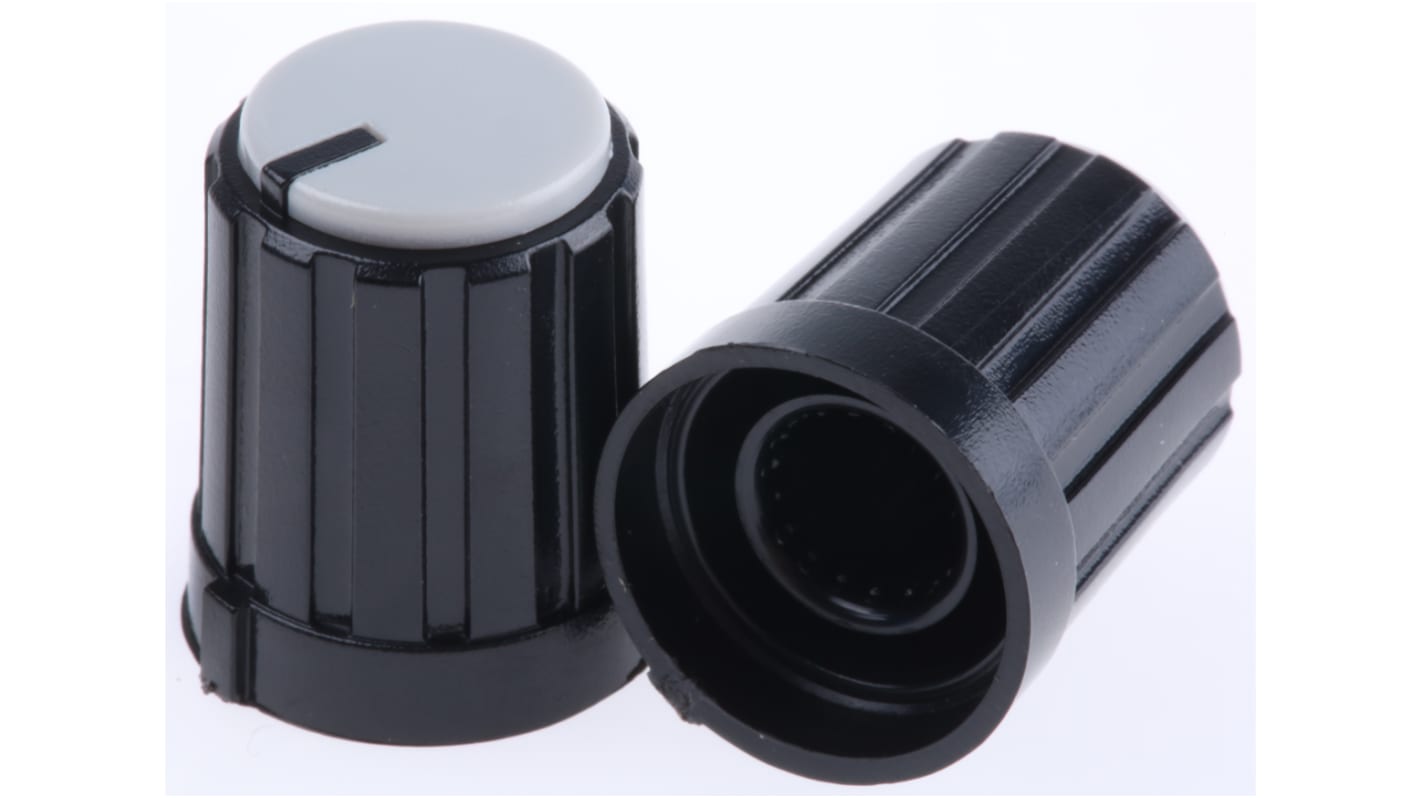 RS PRO プラスチック ポテンショメータ ノブ, 6mm, 丸型軸 直径:13.3mm, Push-On