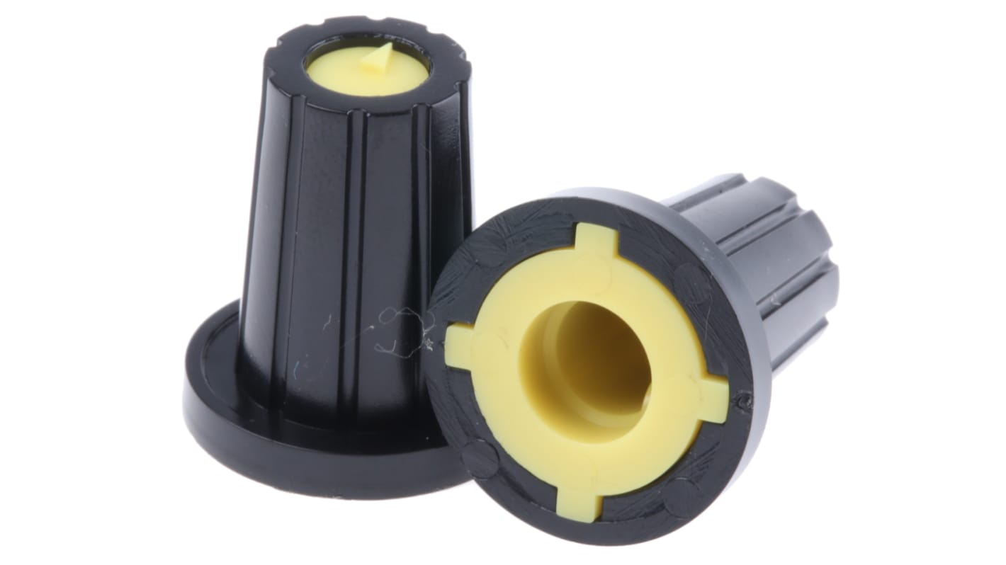 RS PRO プラスチック ポテンショメータ ノブ, 6mm, D字型軸 直径:17mm, Push-On