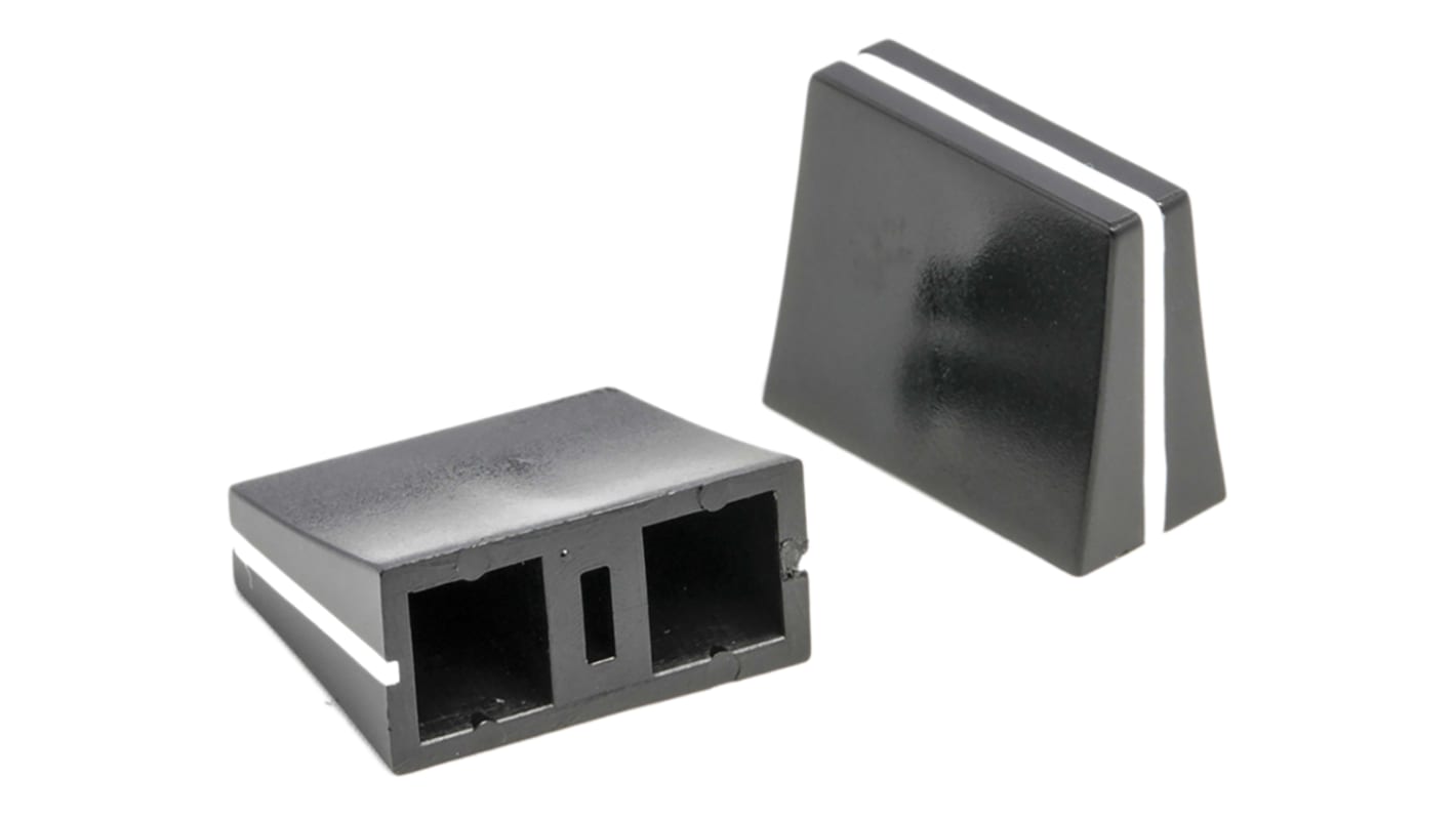 RS PRO Fekete Potenciométer gomb Fehér színű jelzőfénnyel 9mm, 4mm tengellyel, forgatógomb Ø: 11mm