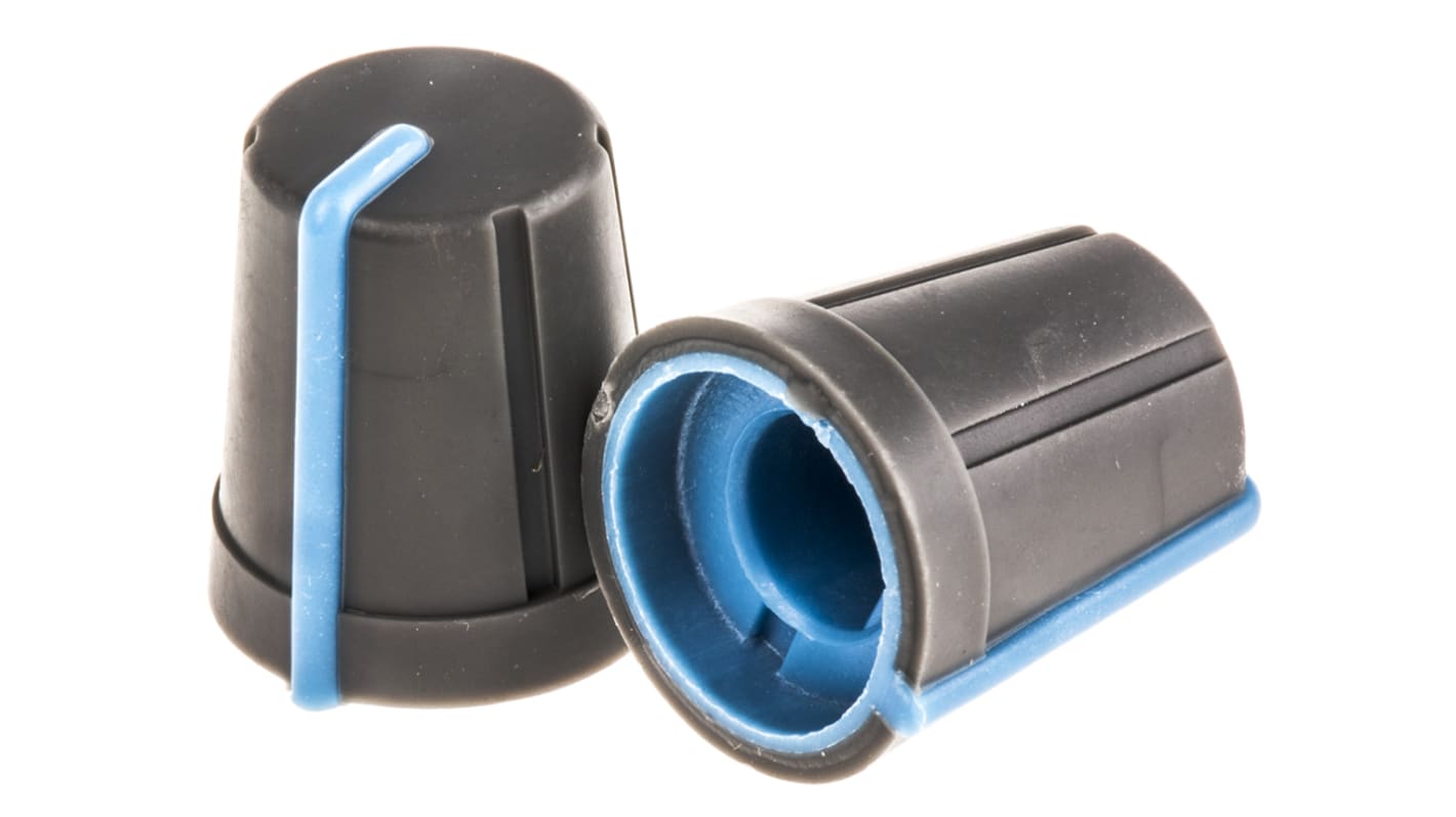 RS PRO プラスチック ポテンショメータ ノブ, 6.4mm, D字型軸 直径:13mm, Push-On
