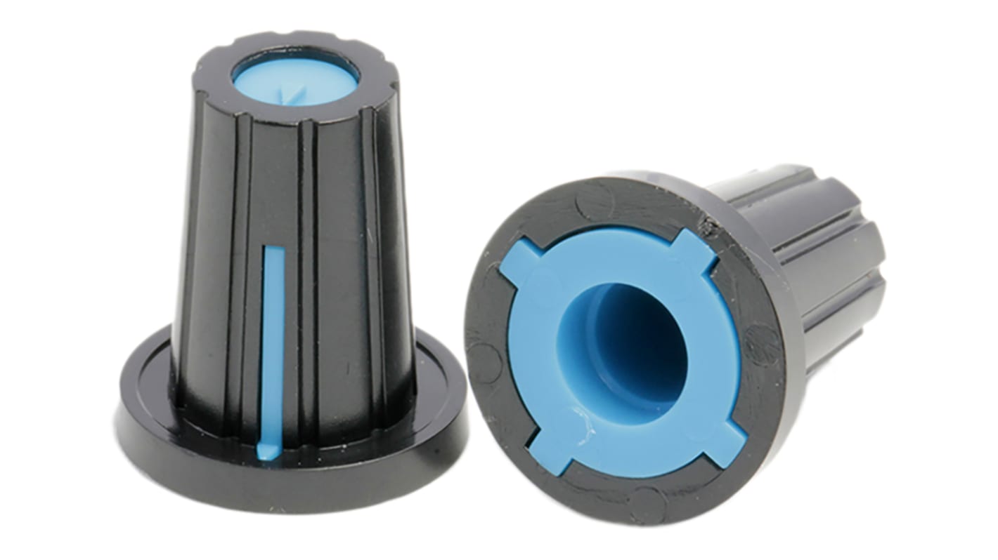 RS PRO 17mm Black Potentiometer Knob for 6.4mm Shaft D Shaped